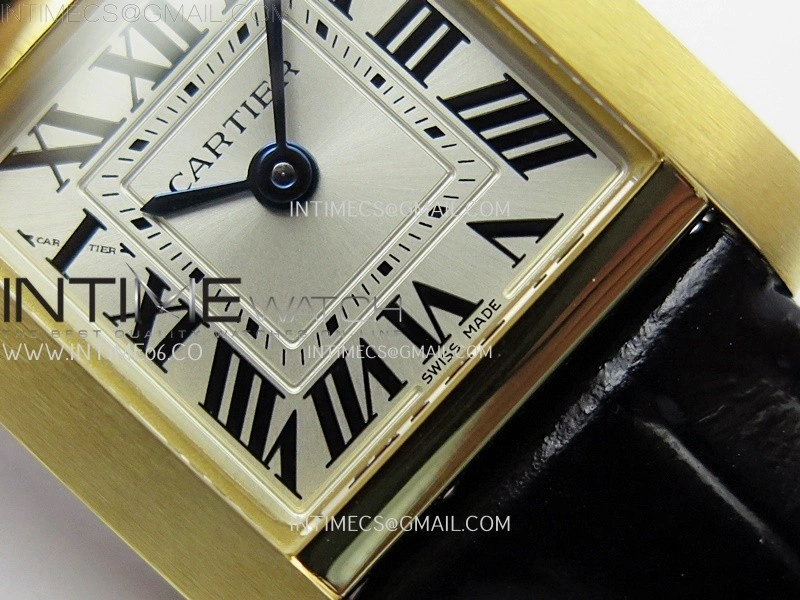 Tank Francaise Ladies 21.2mm YG 8848F 1:1 Best Edition Silver Dial on Black Leather Strap Ronda Quartz V2